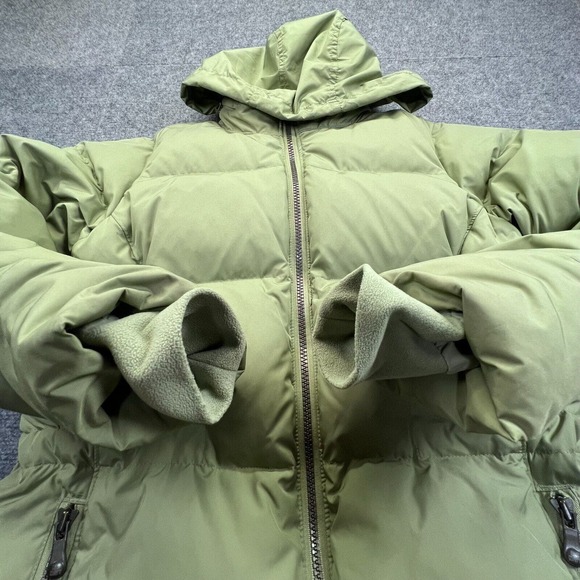 Vtg Old Navy Down Puffer Jacket Womens Small Green Packable Hood Fleece Lined - Picture 5 of 16